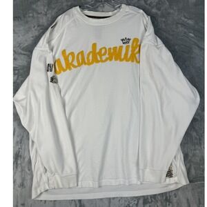 Vintage‎ Akademiks Mens White Long Sleeve Graphic Sweatshirt Top 4XL 4TG